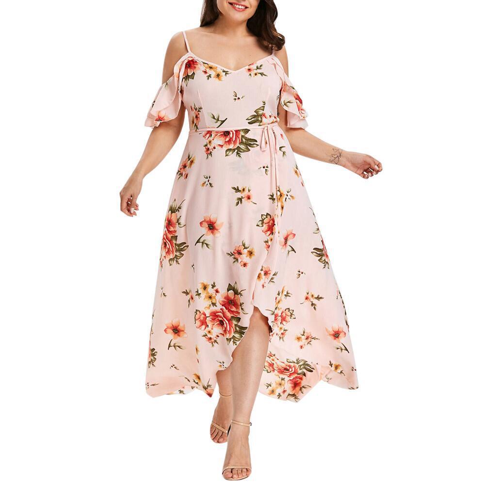 Women's Fashion Wear Printed Sexy Sleeve Summer Dresses