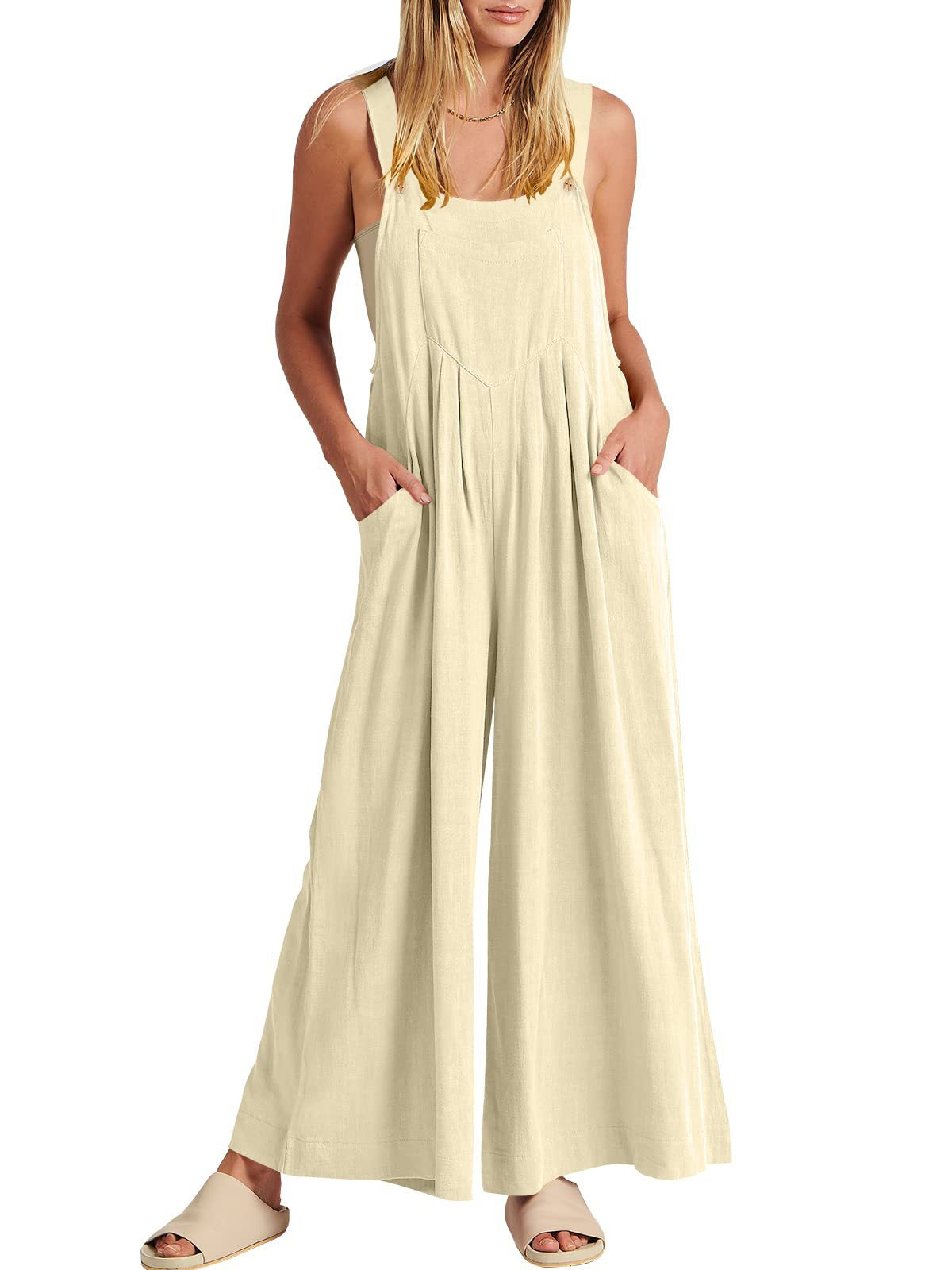 Women's Solid Color Loose Casual Cotton And Jumpsuits