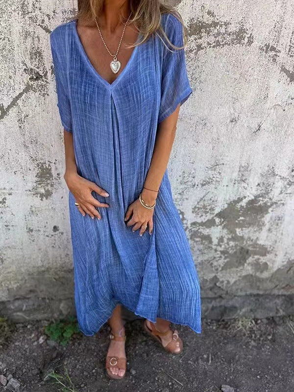 Casual Loose Dress Sleeve Solid Color Dresses