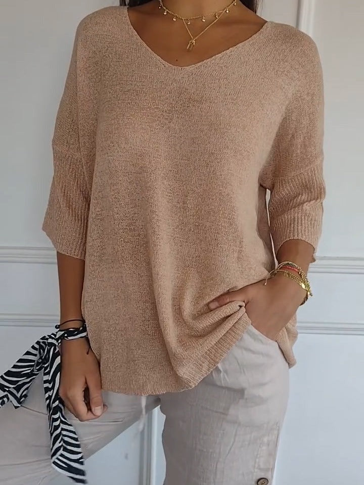 Women's Casual Basic Style Slimming Solid Color Knitwear