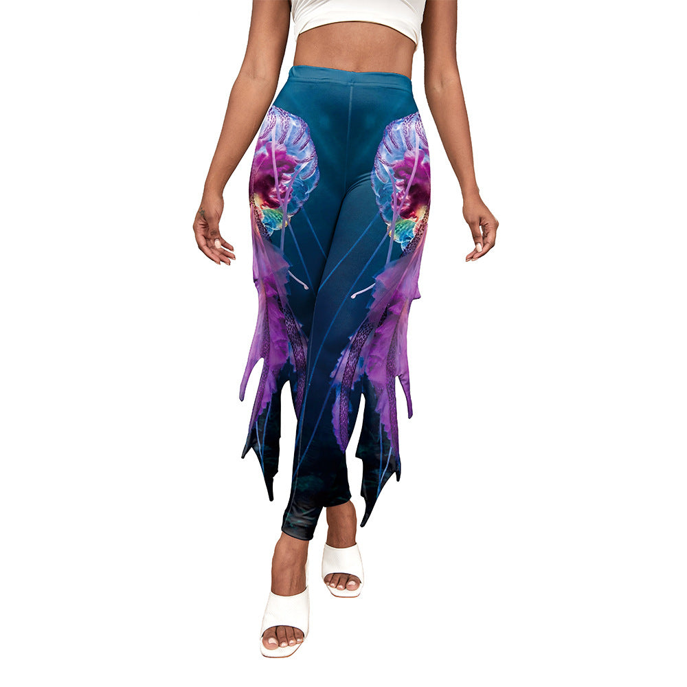 Women's Mermaid Tail Scale Fish Fins Printed Jumpsuits