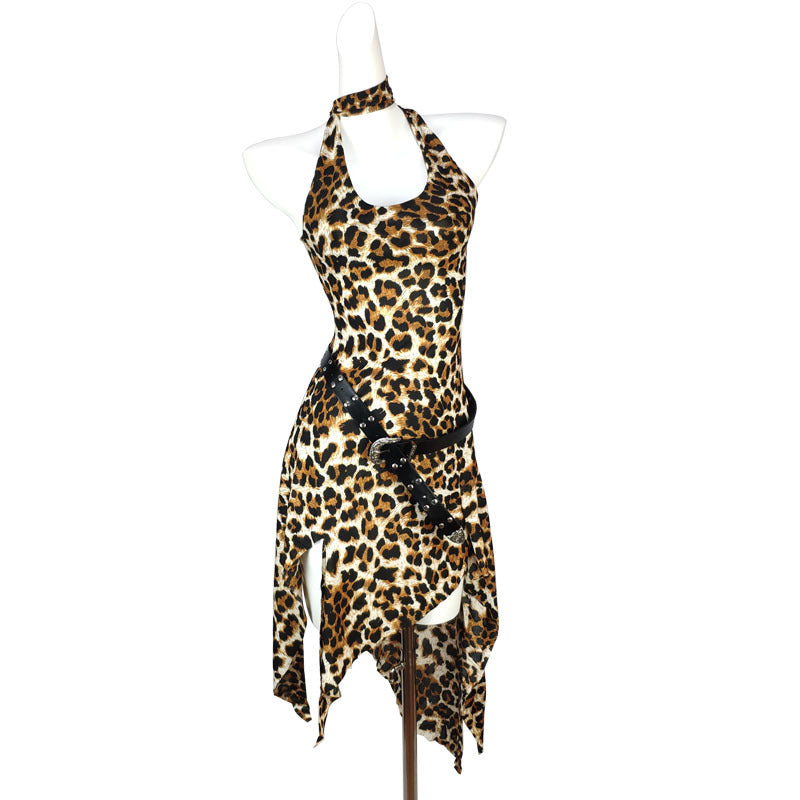 Hot Dress Leopard Print Irregular Design Halter Skirts