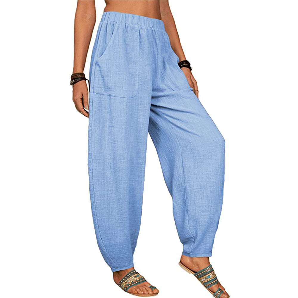 Women's Loose Cotton And Linen Casual Home Pants