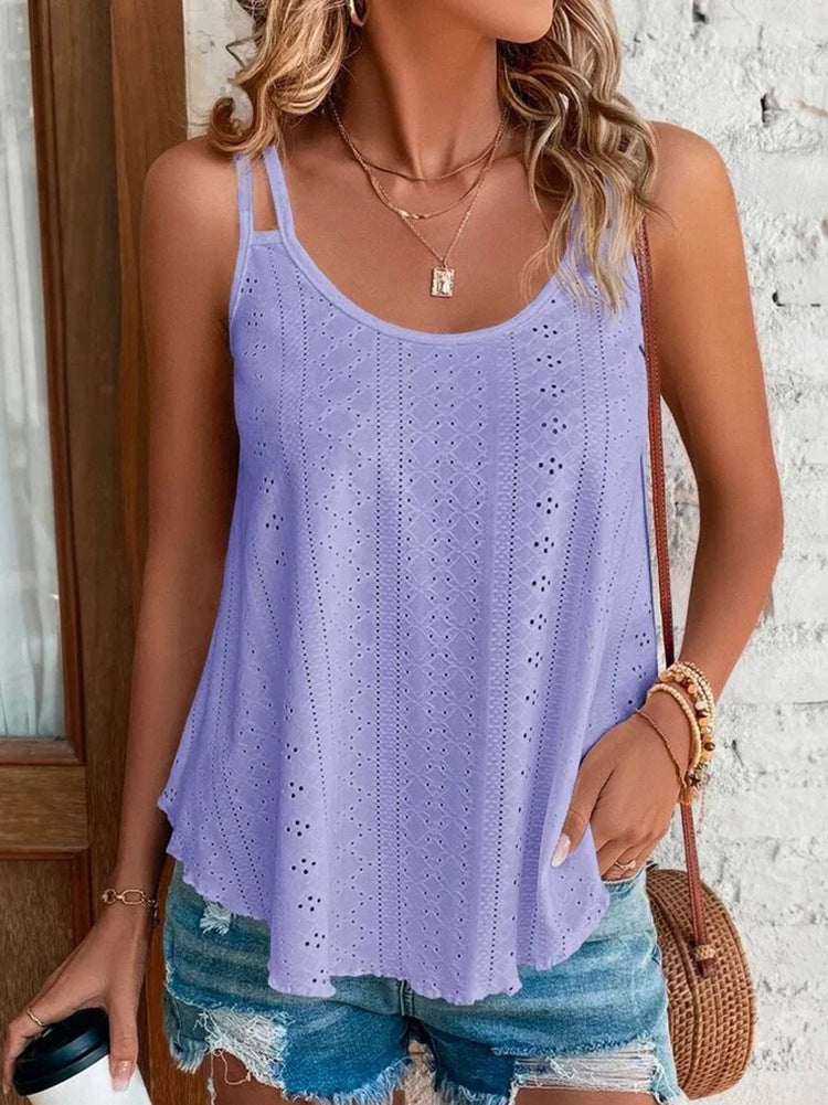 Women's Summer Round Neck Solid Color Camisole Tops