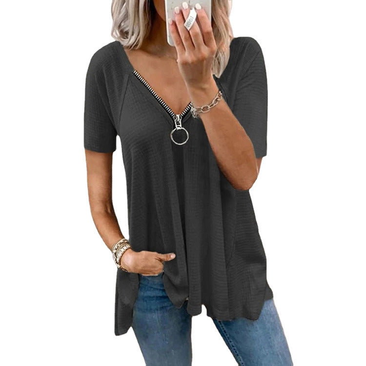 Women's Summer Casual T-shirt Solid Color Loose Blouses