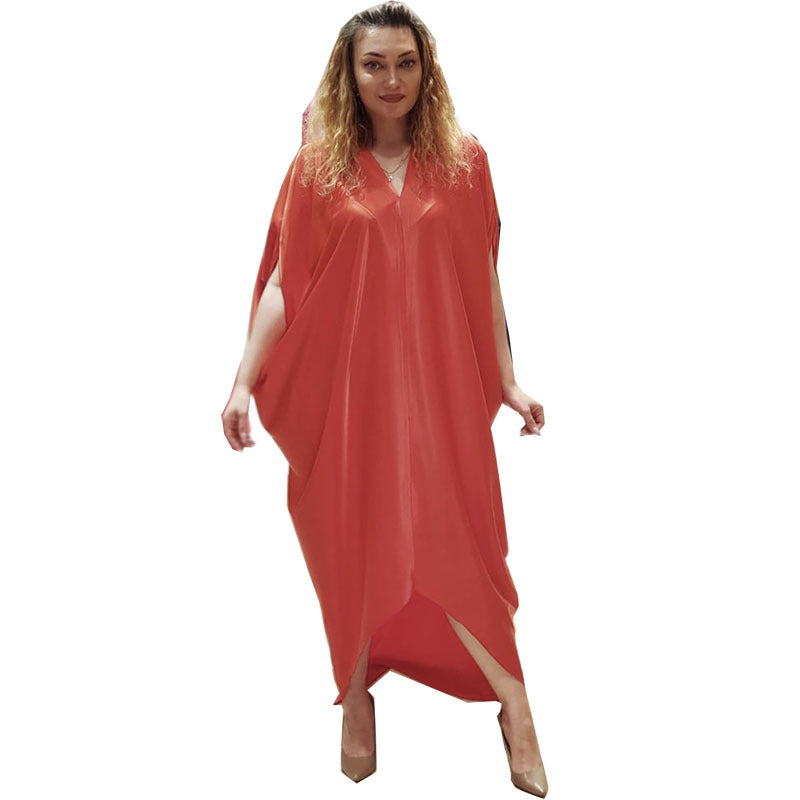 Robes de mode confortables à manches chauve-souris en satin ample