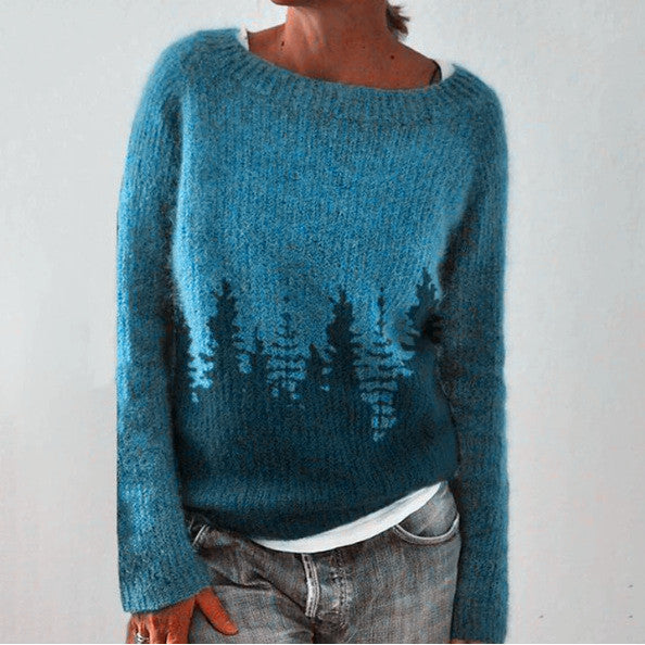 Women's Round Neck Multicolor Loose Pullover Sweaters