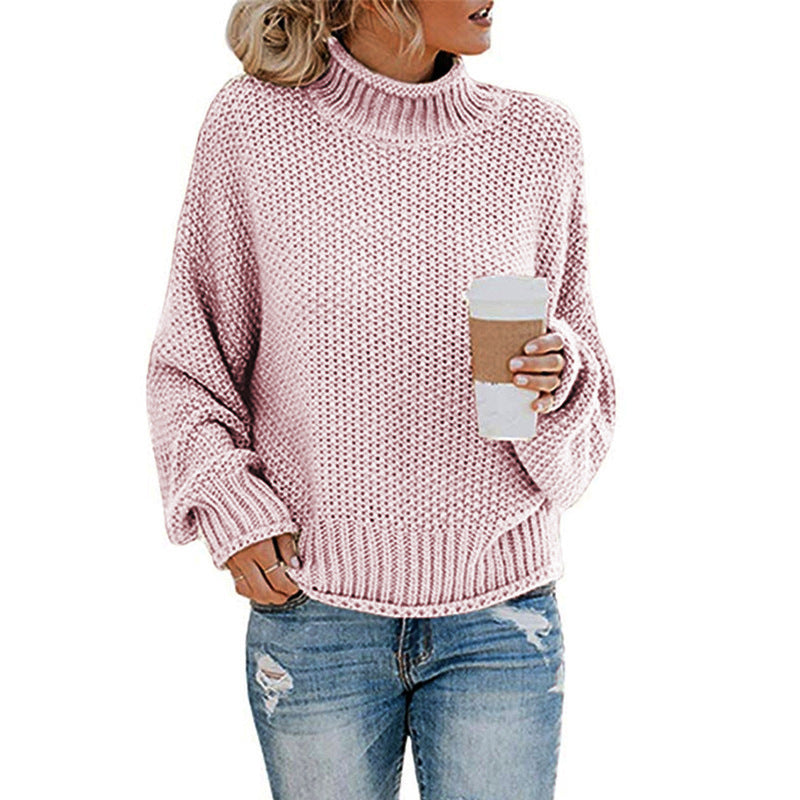 Women's Turtleneck Loose Solid Color Commuting Wear Sweaters