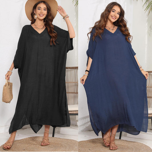 Robe de plage ample décontractée pour femmes, robes fendues