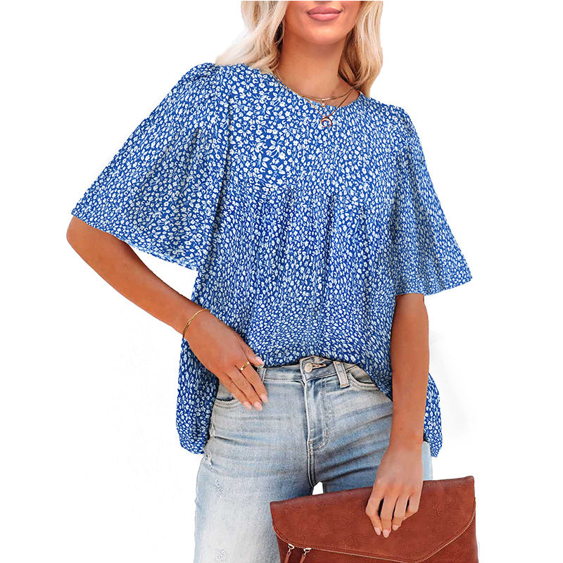 Women's Summer Floral Bohemian Little-girl Style Blouses