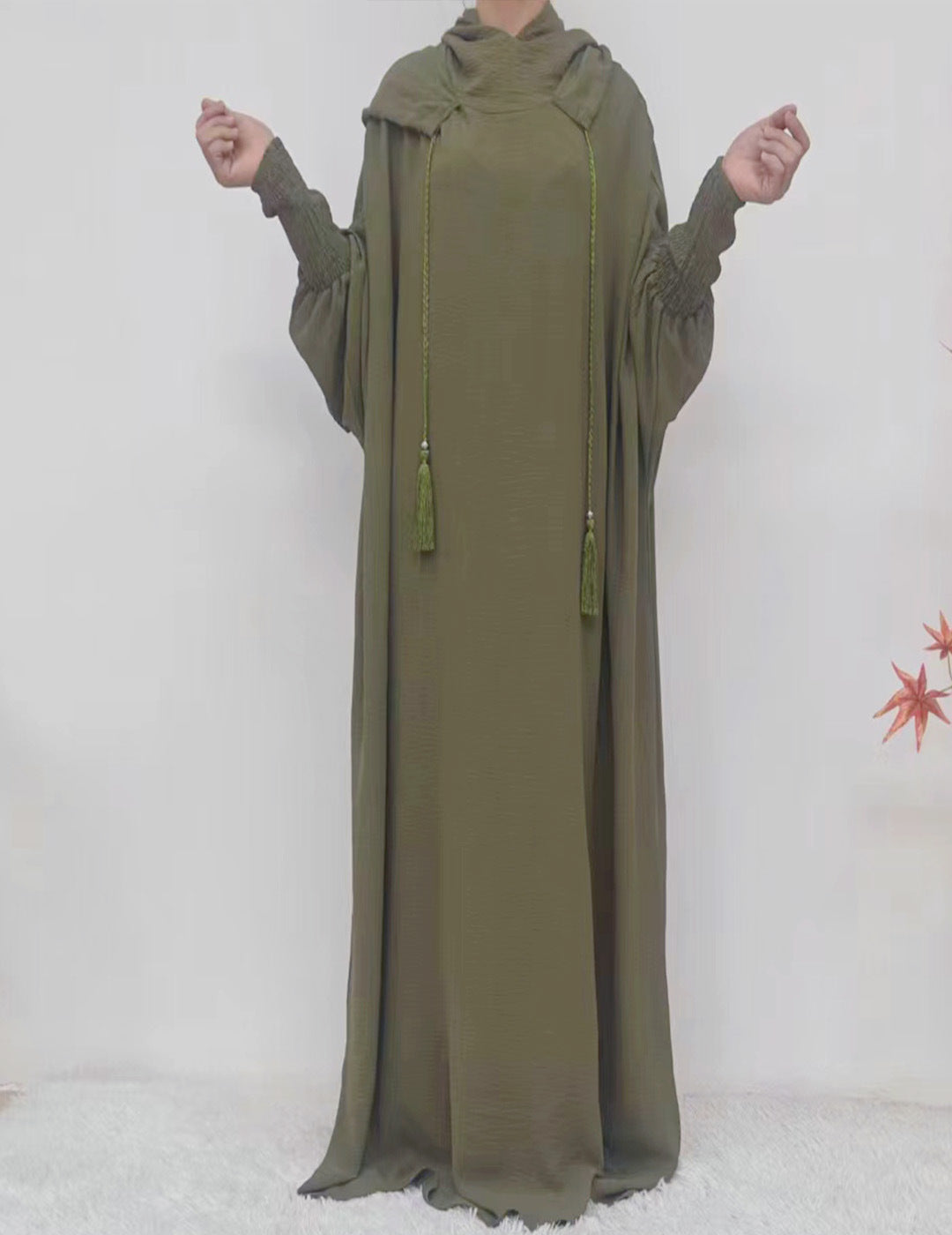 Turkey Solid Color Hooded Sleeve Long Dresses