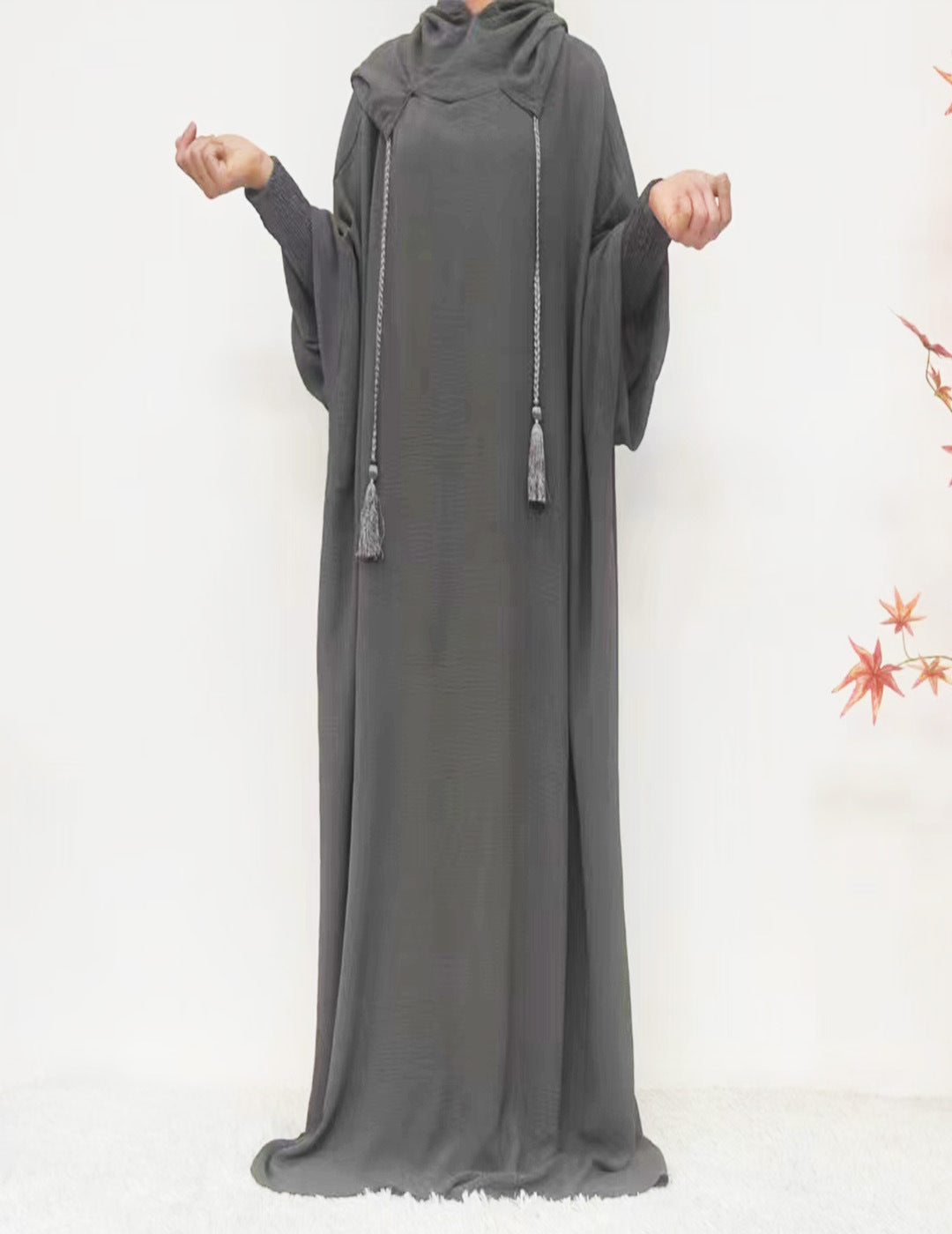 Turkey Solid Color Hooded Sleeve Long Dresses