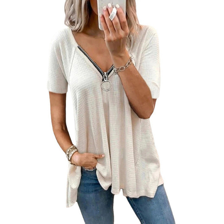 Women's Summer Casual T-shirt Solid Color Loose Blouses