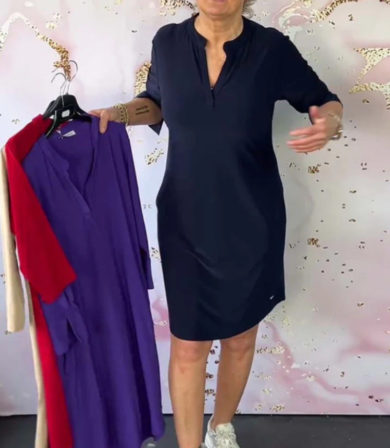 Robe mi-longue de couleur unie pour femmes, mode d'été