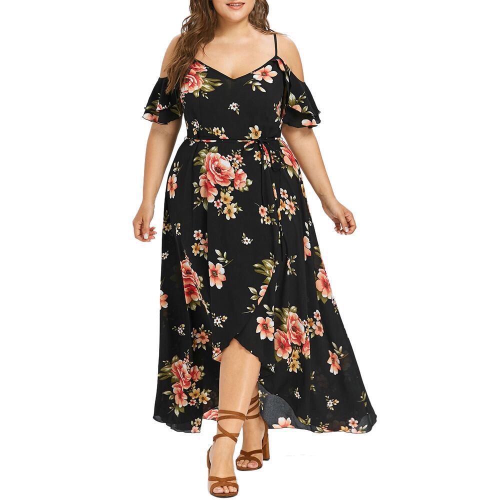 Women's Fashion Wear Printed Sexy Sleeve Summer Dresses