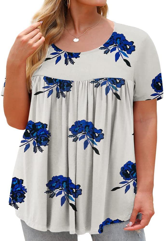 Bedruckte T-Shirts für Damen im Boho-Stil mit floralen Ärmeln