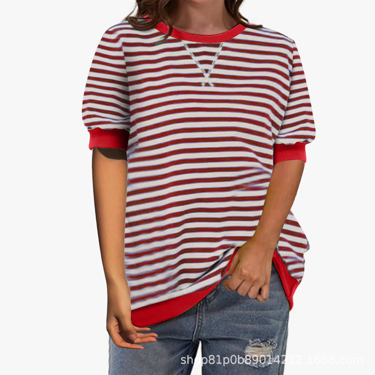 Women's Simple Home Casual Striped Pattern Round Neck Trend Knitwear