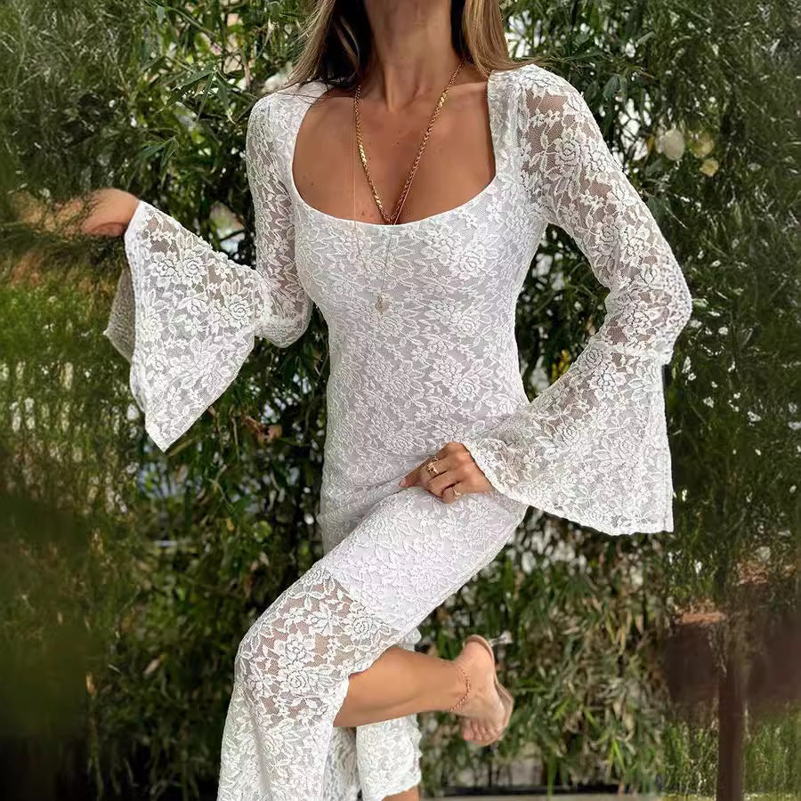 Summer Lace Bell Sleeve Slim Fit Dresses