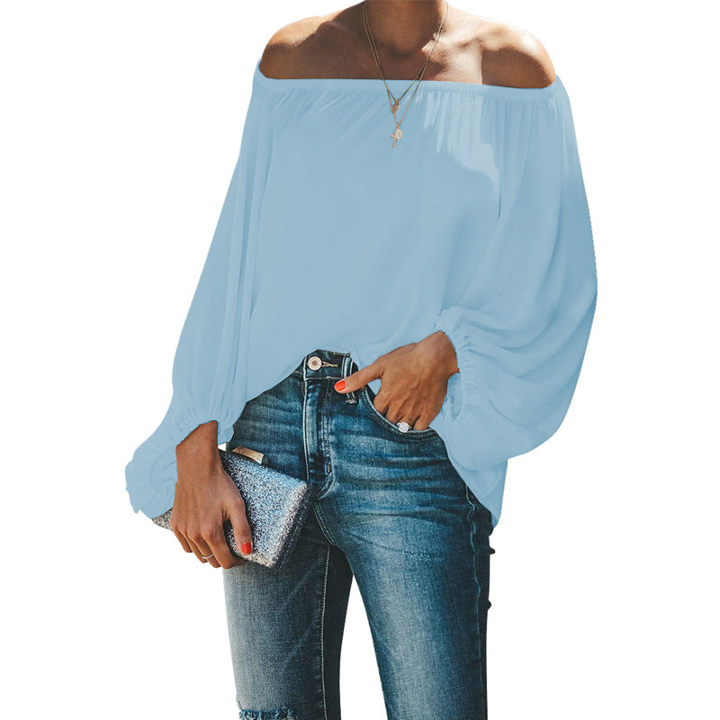 Women's Solid Color Simple Lantern Sleeve Loose Blouses