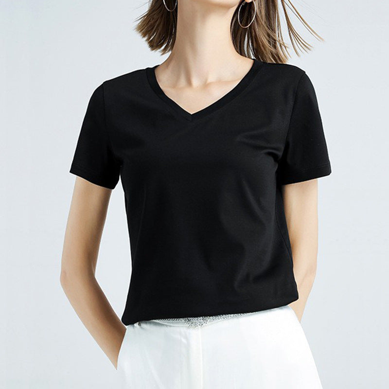 Women's Solid Color Simple Thin Short-sleeved T-shirt Blouses