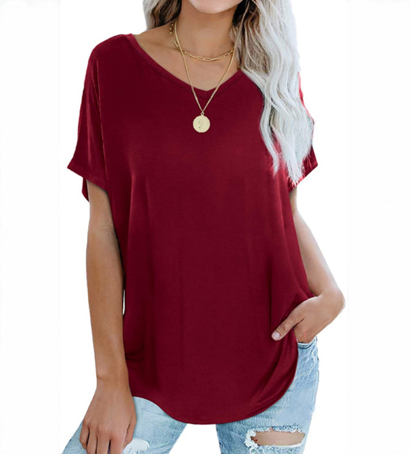 Women's T-shirt Loose Design V-neck Casual Summer Blouses