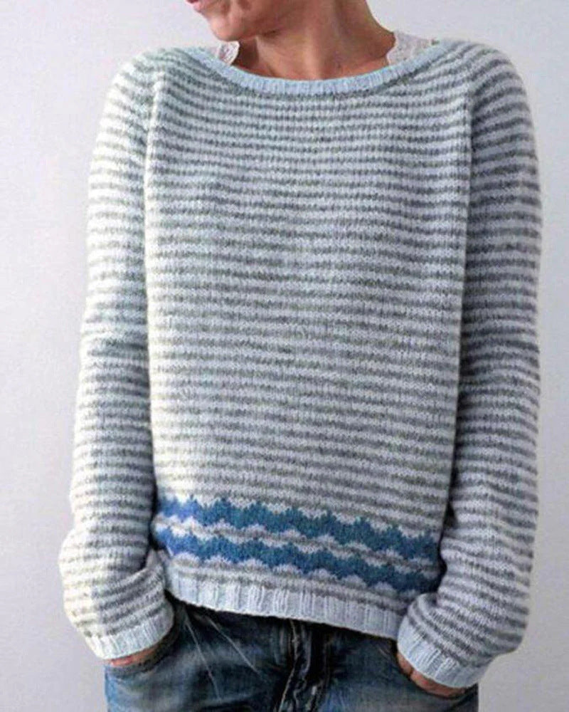 Women's Round Neck Multicolor Loose Pullover Sweaters