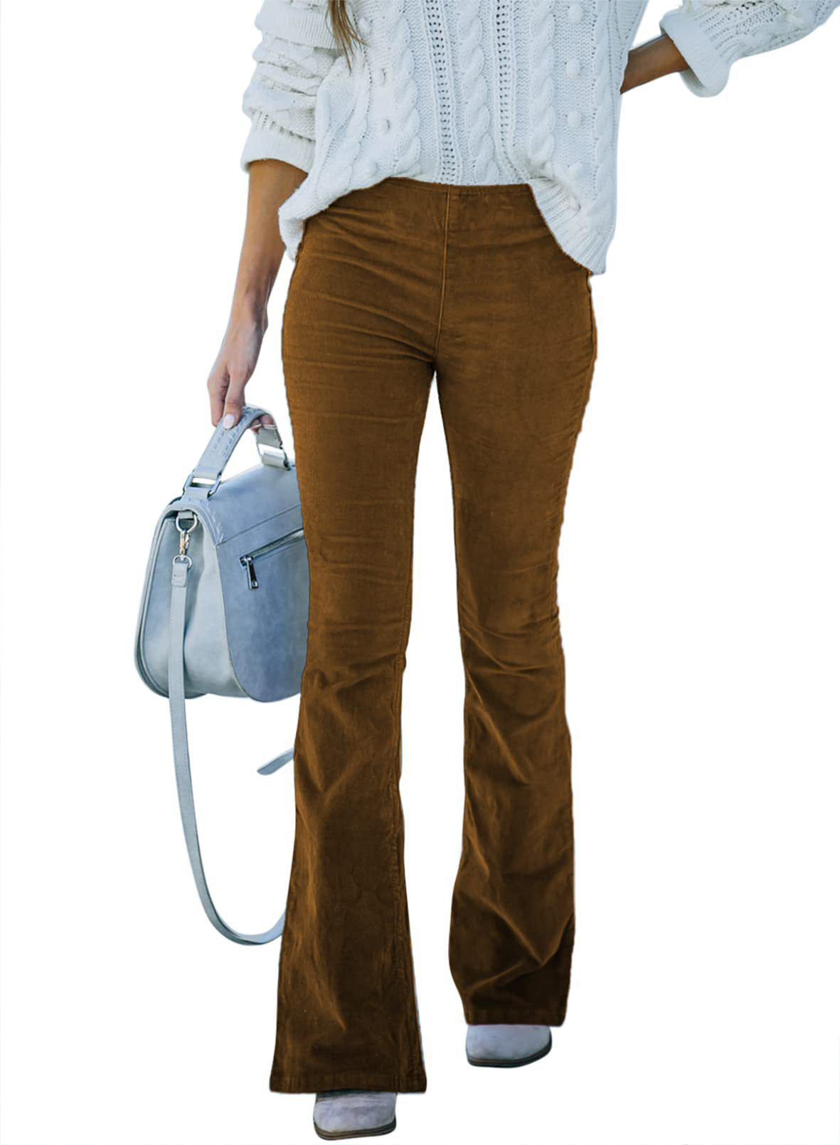 Women's Solid Color High Waist Slim-fit Flared Pants