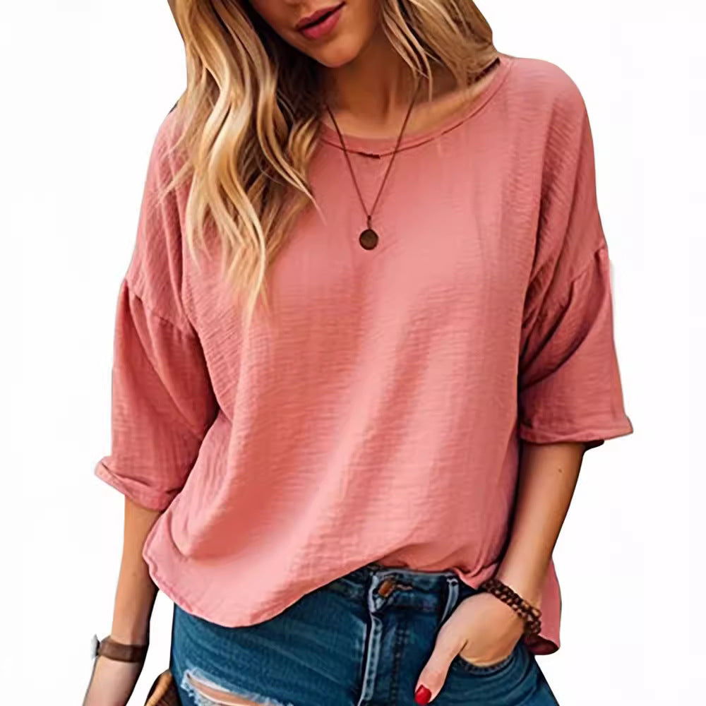 Women's Summer Casual Comfortable Commuter Sleeve Solid Blouses