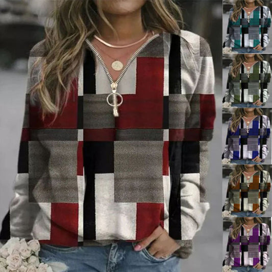 Attractive Women's Creative Plaid Fleece Pullover Sweaters