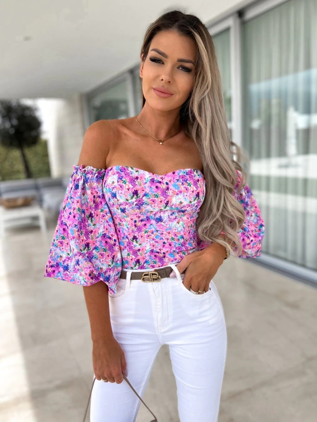 Classy Sexy Off-neck Off-shoulder Tube Printed Blouses