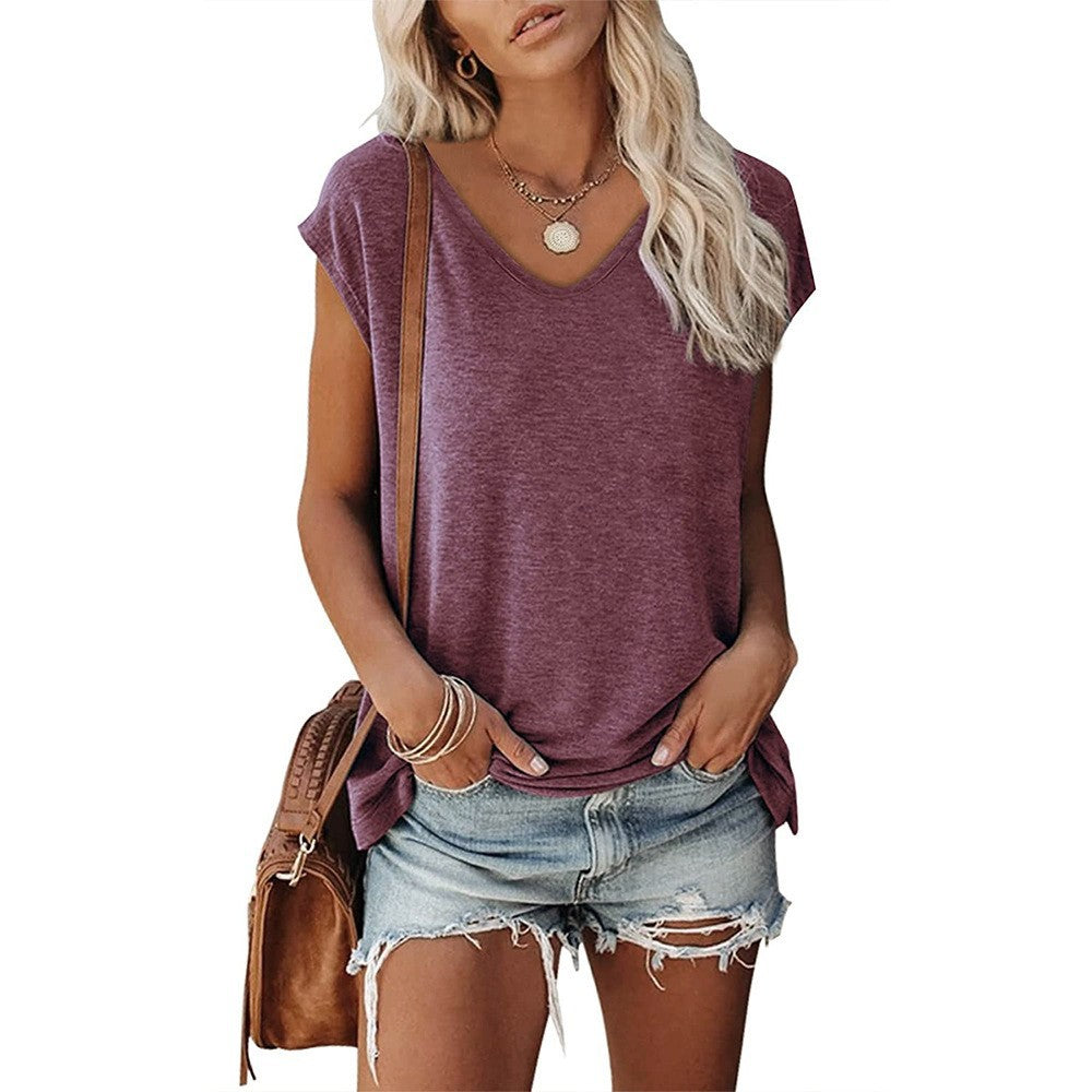 Women's Cover Sleeve Summer Solid Color Casual Blouses