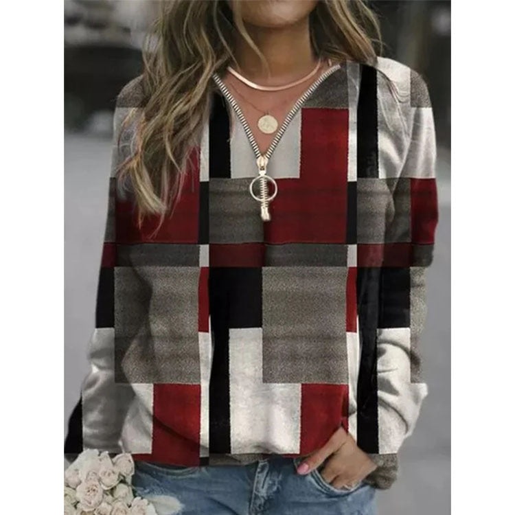 Attractive Women's Creative Plaid Fleece Pullover Sweaters