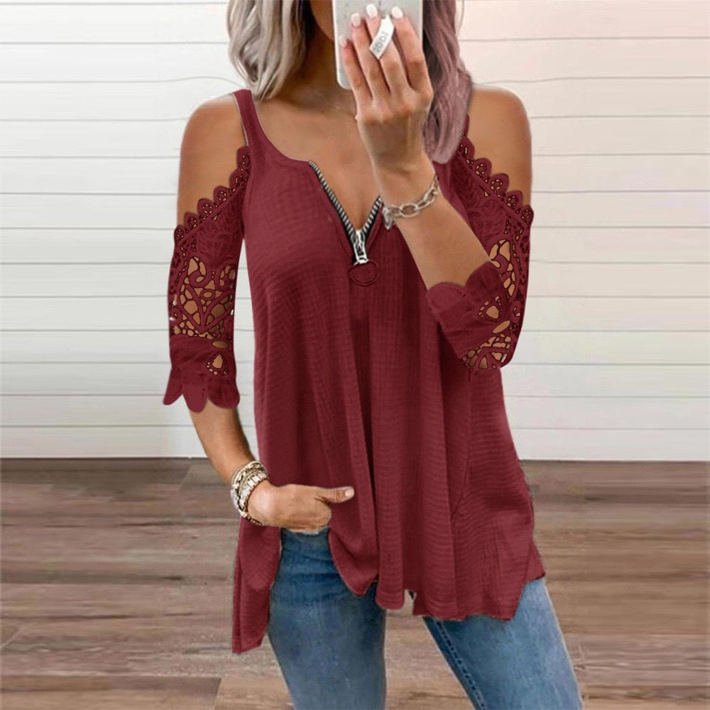 Women's Popular Hollow-out Camisole Lace Sleeve Knitted Vests