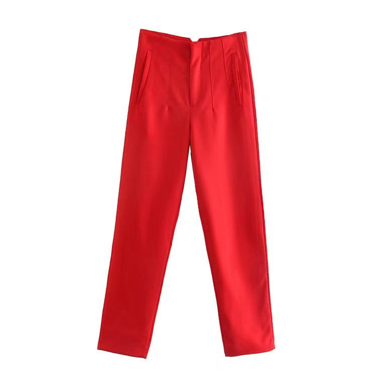 Women's Trousers Slimming Solid Color Pleating Formal Pants