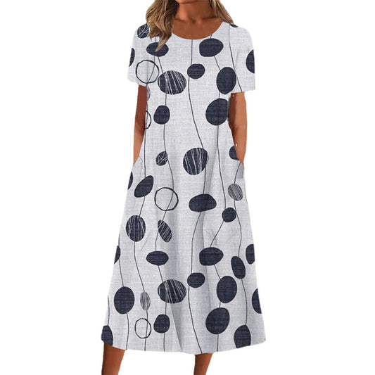 Women's Neck Printed Elegant Casual With Pockets Dresses