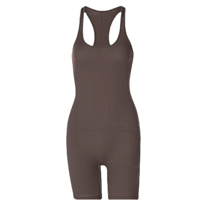 Damen Sommer Strick Einfarbig Hohe Taille Enganliegende Jumpsuits