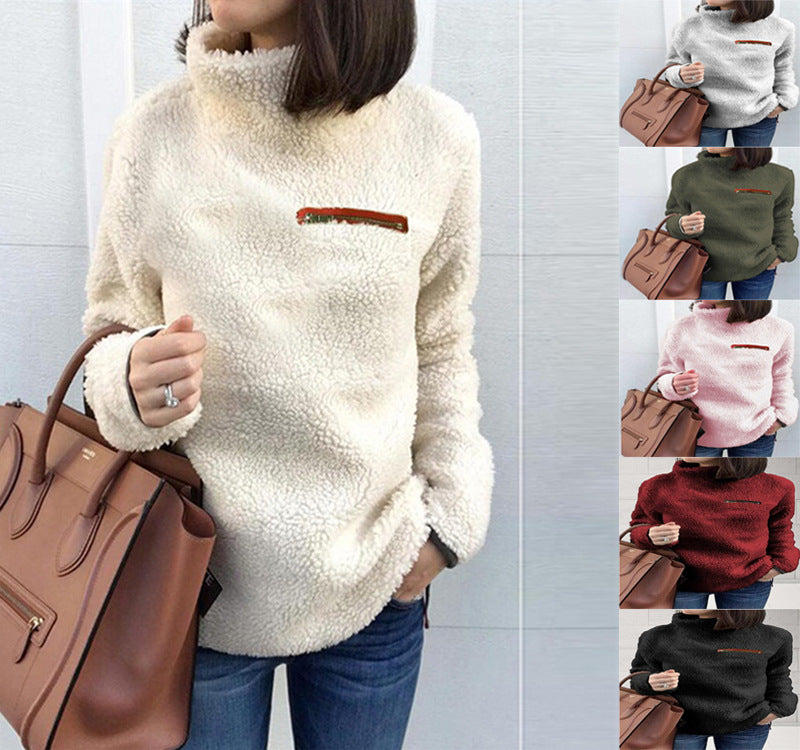 Women's Autumn Fashion Zipper Turtleneck Base Sweaters