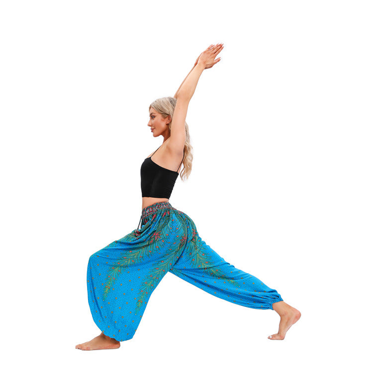 Comfortable Bohemian Plus-sized Yoga Neutral Bloomers Pants