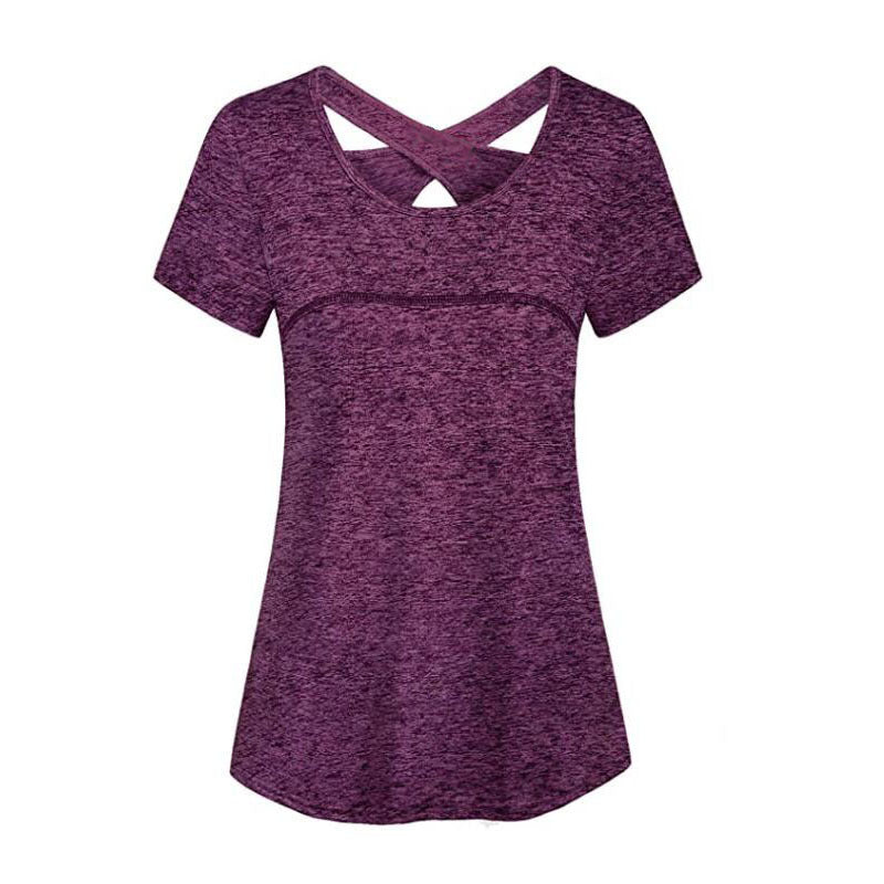 Yoga Sports Short-sleeved T-shirt Fashion Backless Blouses