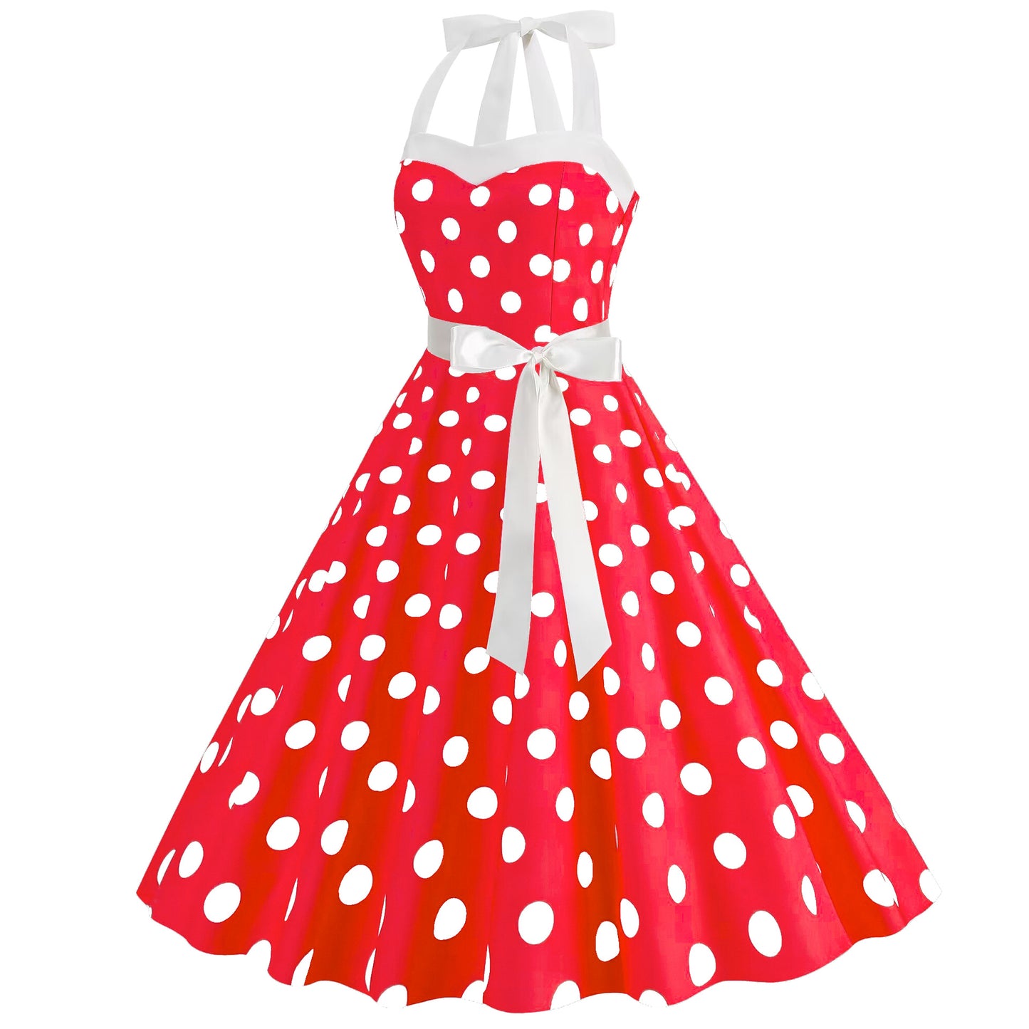 Retro Hepburn Style Polka Dot Print Dresses