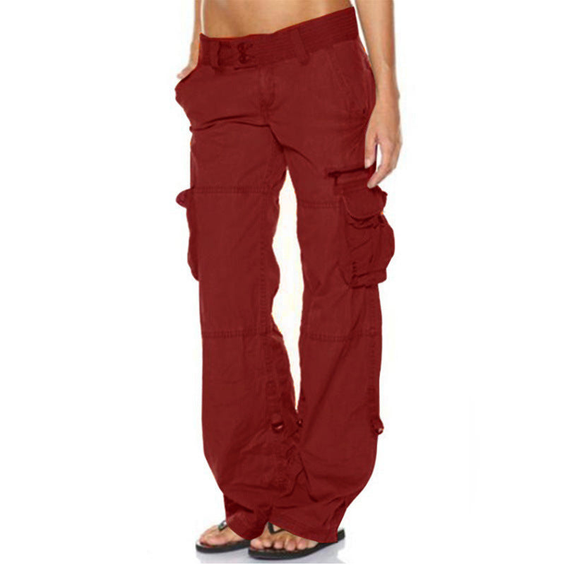 Women's Retro Wide Leg Multi-pocket Casual Loose Pants