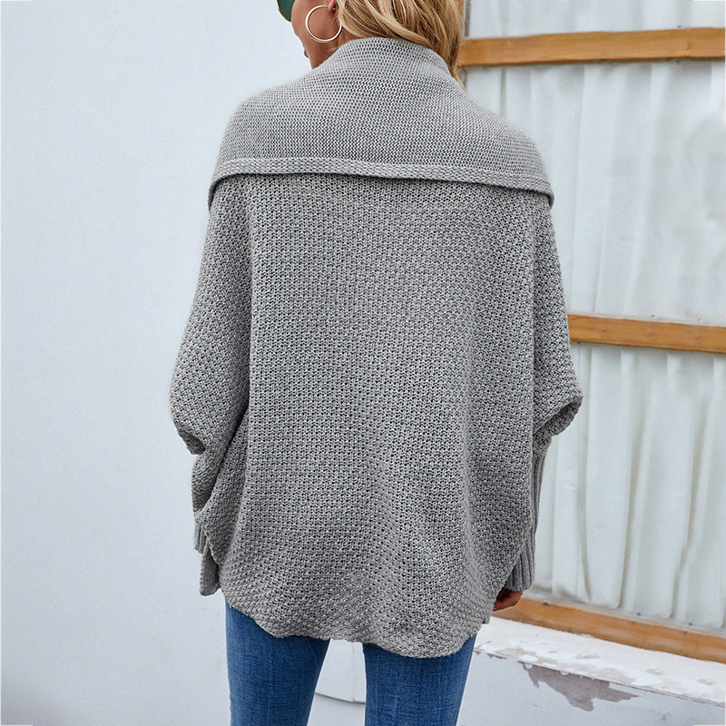 Women's Knitted Solid Color Batwing Sleeve Sweaters