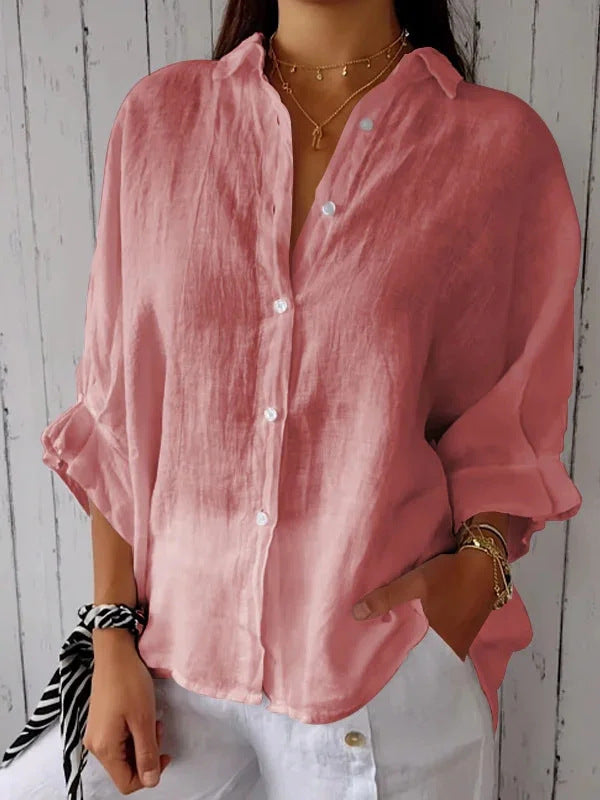 Spring Cotton Linen Back Design Shirt Blouses