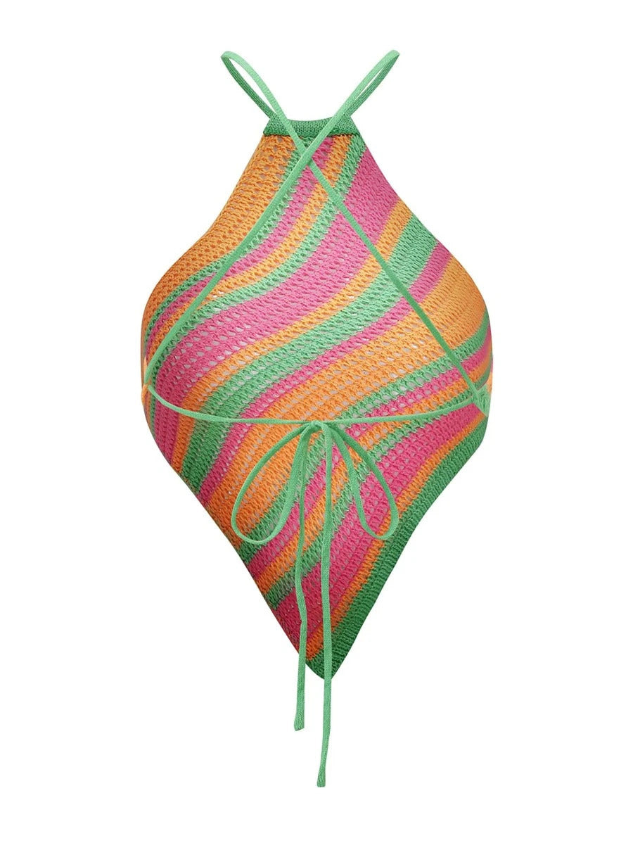 Damen Sommer Heiße rückenfreie Strand Neckholder Stricktops