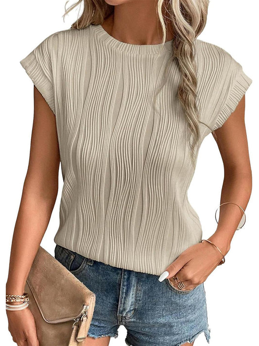 Women's Neck Super Sleeve Solid Color Summer Blouses