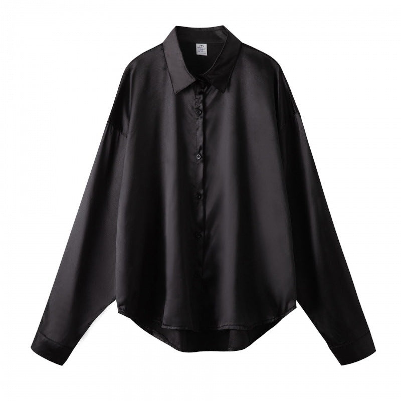 Women's Satin Shirt Minority Retro Style Design Blouses