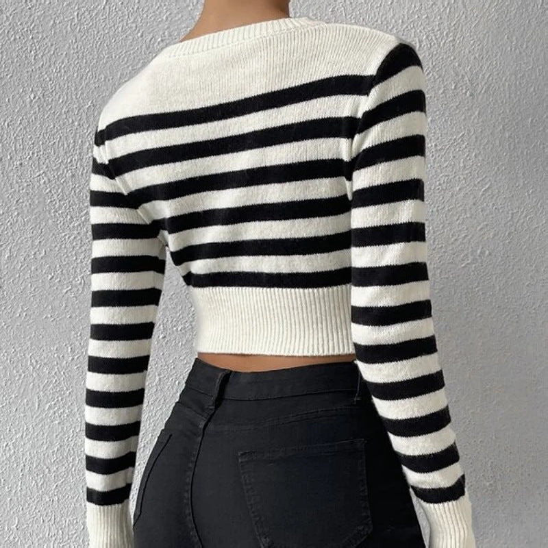 Women's Spring Striped Style Inner Wear Outer Knitwear