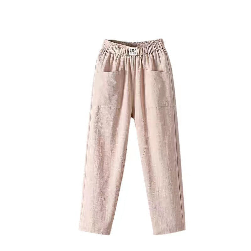 Pantalon d'été en lin pour femmes, ample, amincissant, droit, longueur cheville