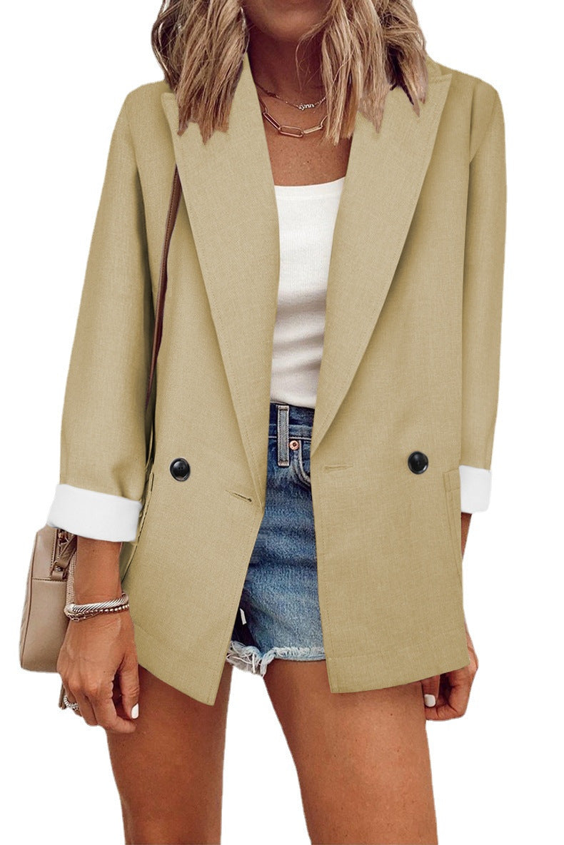 Fashion Solid Color Small Single Long Blazers