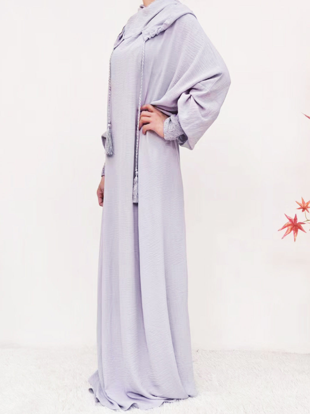 Turkey Solid Color Hooded Sleeve Long Dresses